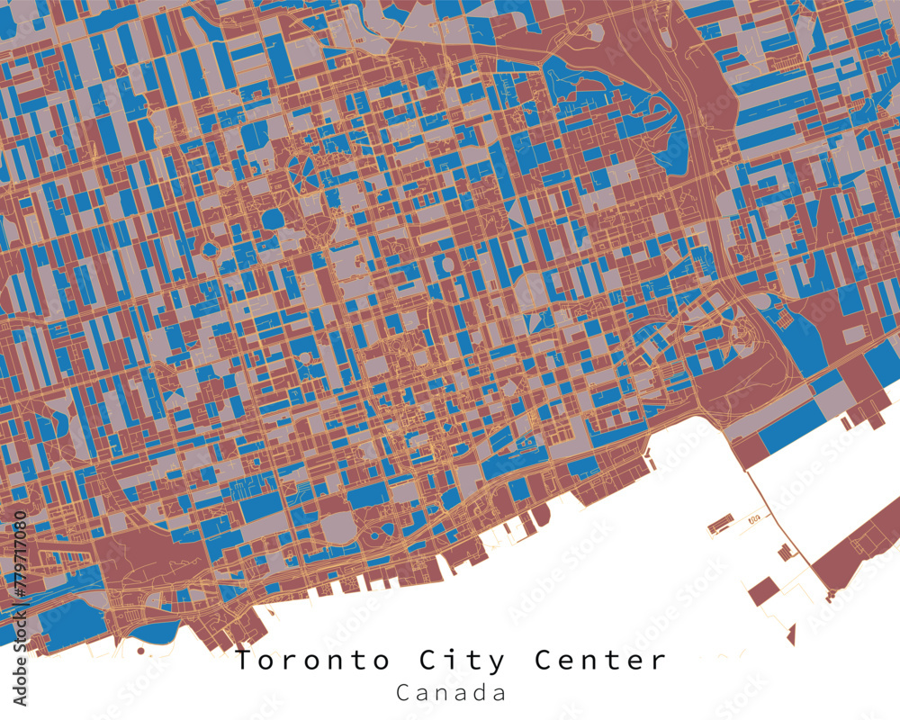 Fototapeta premium Toronto City Center Canada,Urban detail color Streets Roads Map ,vector element template image