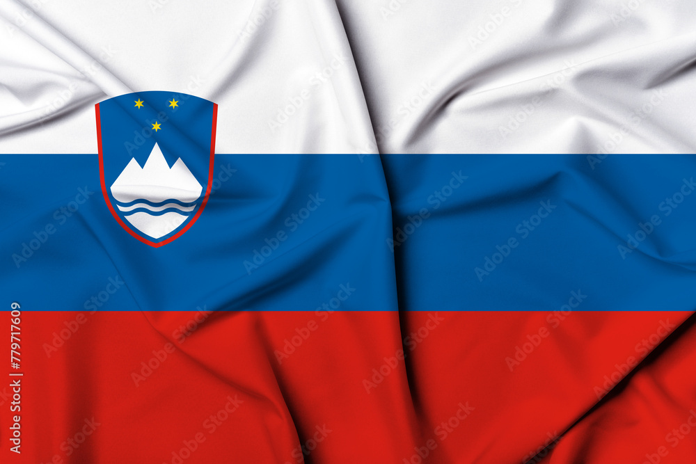 Beautifully waving and striped Slovenia flag, flag background texture with vibrant colors and fabric background