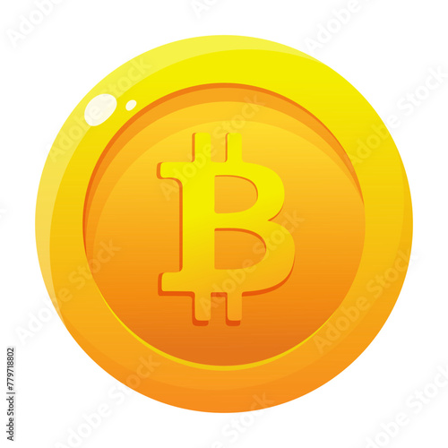 cartoon bitcoin cryptocurrency electronic cash symbol vector