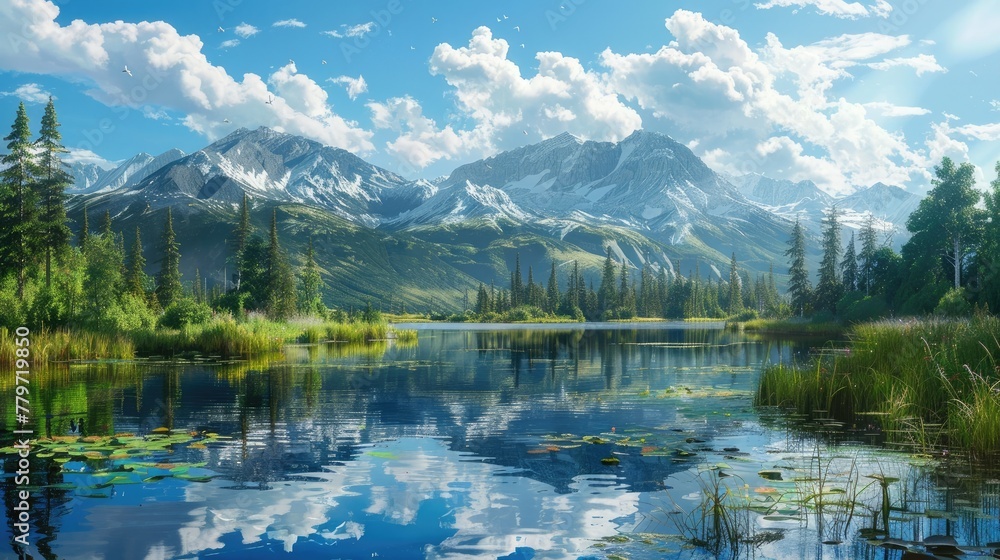 Majestic Mountainous Landscape Reflecting in Tranquil Lake