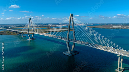 Aerial View Of The Arthur Revenel Bridge In Charleston South Carolina