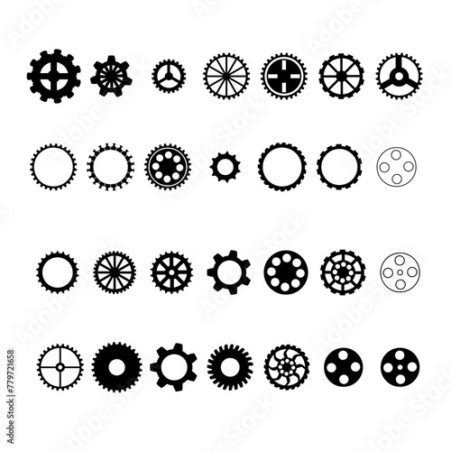 Simple gear wheel icon set collection icons vector eps 10