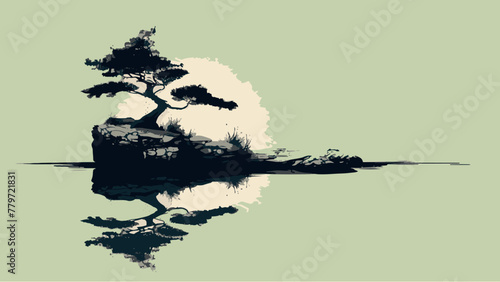 Tree on an island surrounded by water
