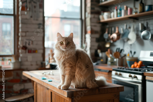 cat in a kitchen photo