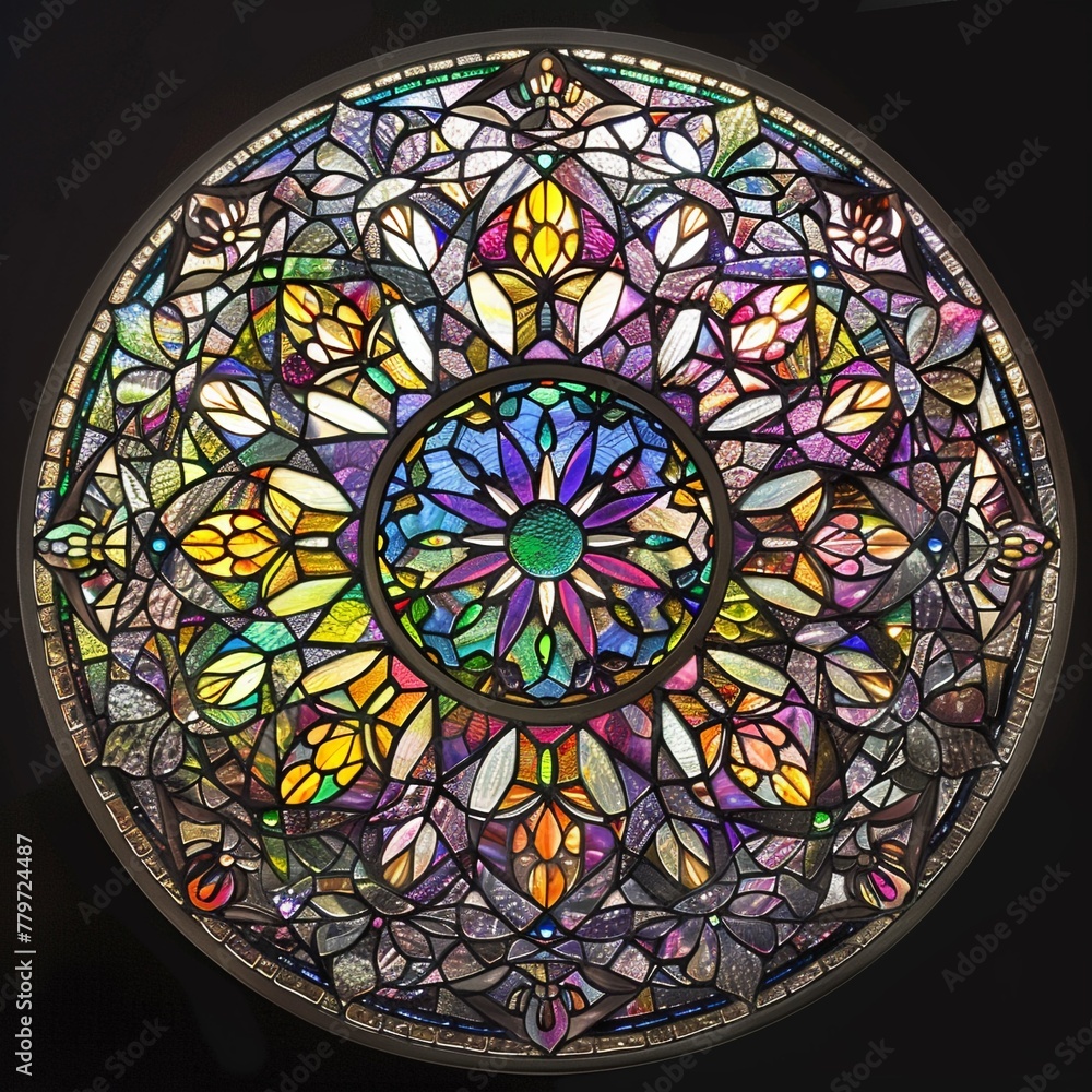 Stained glass rose window, intricate lattice design with a spectrum of colors, symbolizing unity and harmony ar 32 Stained glass rose window, intricate lattice design with a spectrum of colors, symbolizing unity and harmony ar 32