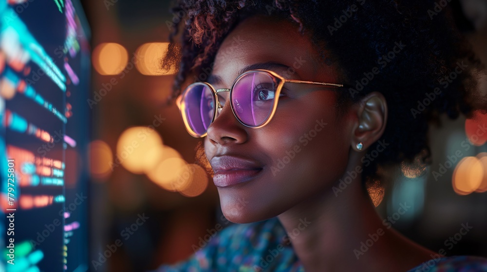 Inspired Female Developer at a Coding Workstation Inspired Female Developer at a Coding Workstation