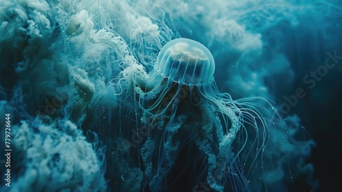 Ethereal Jellyfish Drifting in the Oceanic Currents