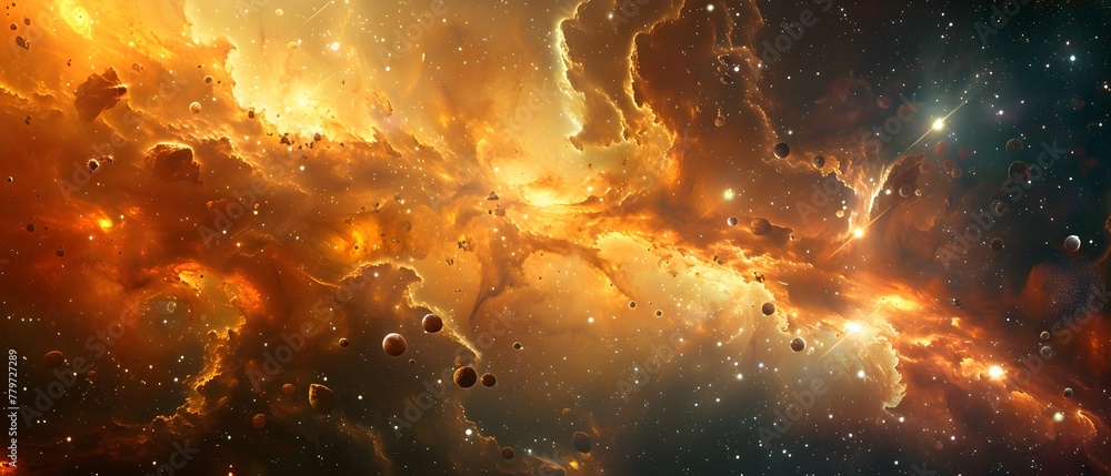 A vast cosmic nebula landscape with countless shining stars and the Milky Way. A vast cosmic nebula landscape with countless shining stars and the Milky Way.