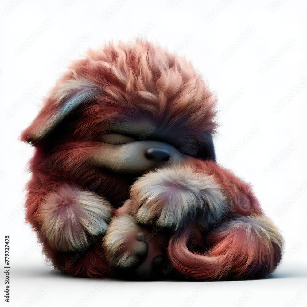 Fototapeta premium 3D furry forest animal with beautiful colors and white background. with Generative AI technology 