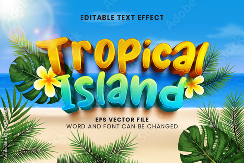 Tropical island summer season editable vector text effect photo