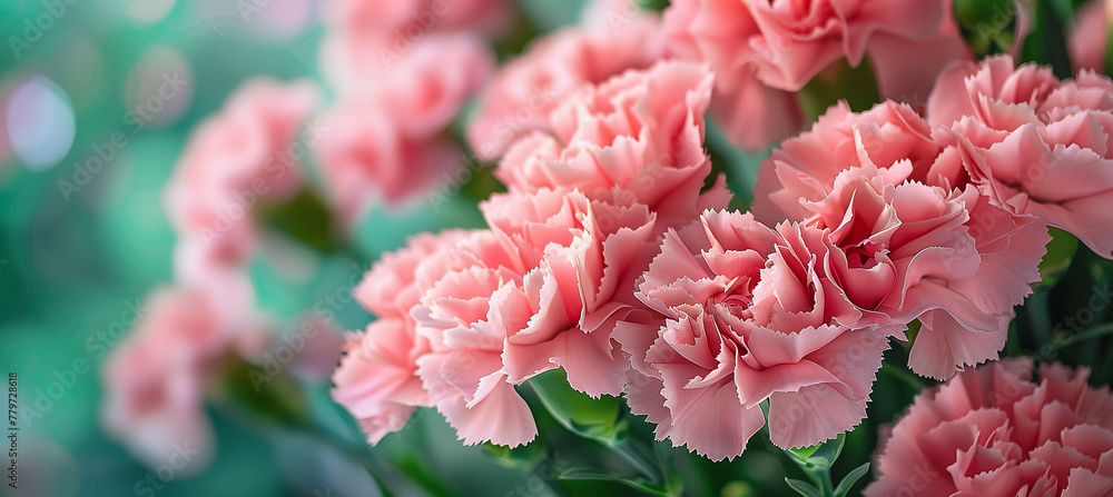 Beautiful bouquet of pink carnations on a blurred background Beautiful bouquet of pink carnations on a blurred background