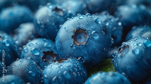 A close-up shot of blueberries against a contrasting background. AI generate illustration