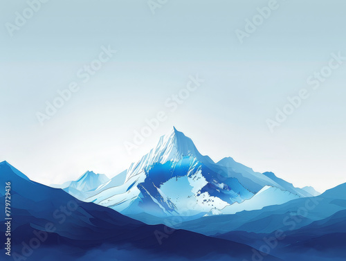 A mountain range with a blue sky in the background