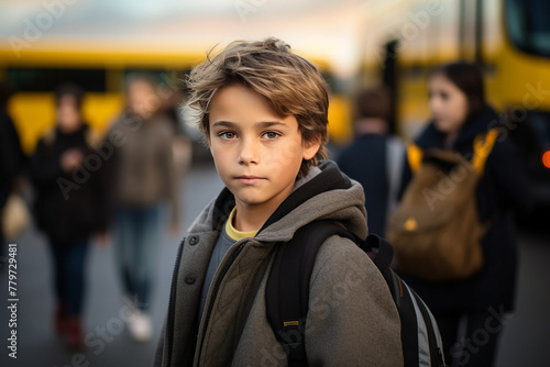 School child going back to school AI generated image