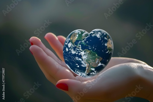 heart shaped planet earth 3d illustration  earth day love concept april 22