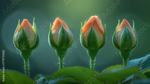 The gradual unfolding of a rosebud, showcasing the stages of blooming. AI generate illustration photo