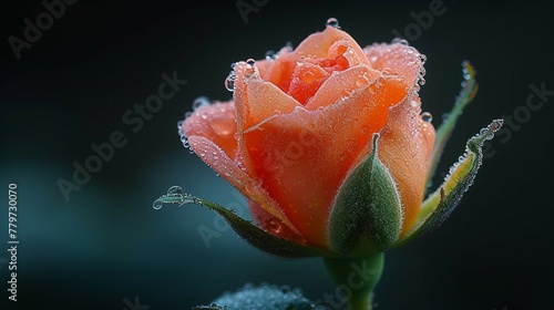 The gradual unfolding of a rosebud, showcasing the stages of blooming. AI generate illustration photo