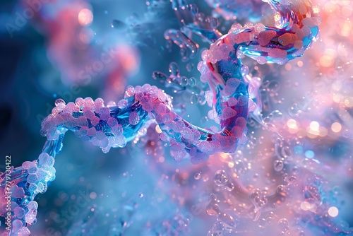 Detailed view of a blue and pink substance with intricate swirls and textures photo
