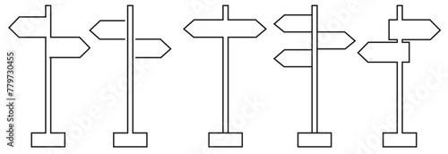 Signpost icon, direction icon isolated, expanded stroke. . Signboard vector set. Sign board isolated seet on white background. 