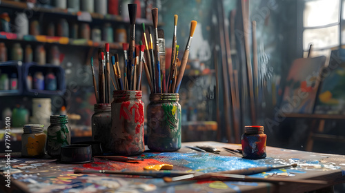 Ready-to-use realistic painting supplies - Ai Generated