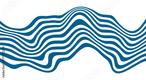 Background optical illusion stripe. Backdrop with wavy textured line in futuristic style. Motion vector illustration.