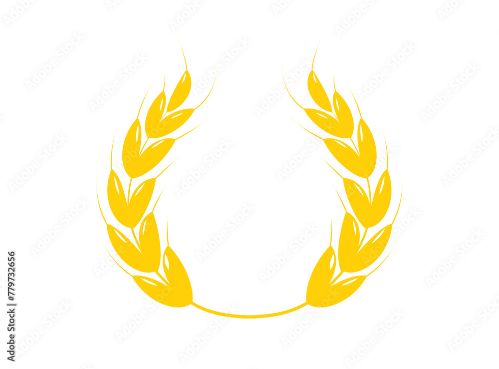 Gold laurel wreath icon. Wheat ears icons. depicting an award, winner, achievement. Vector illustration Gold laurel wreath icon. Wheat ears icons. depicting an award, winner, achievement. Vector illustration