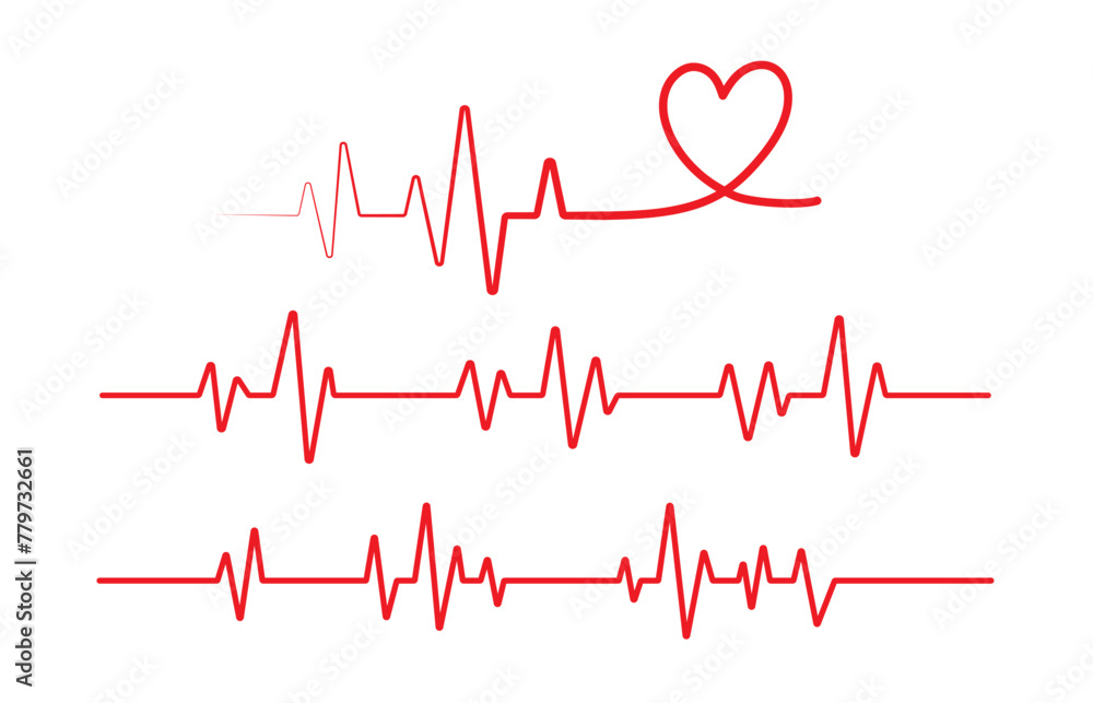Heartbeat Line in Heart on white background. Heart line icon. Vector illustration