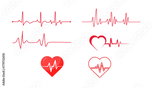 Red heartbeat line icon. Pulse Rate icon. Vector illustration