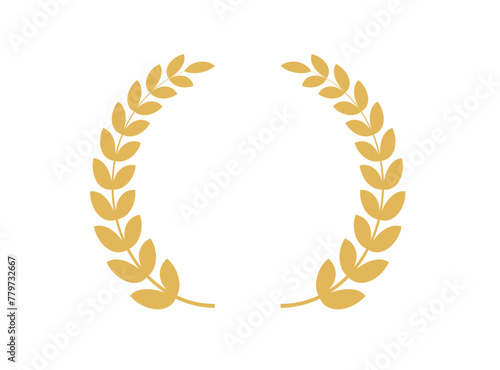 Gold laurel wreath icon. Wheat ears icons. depicting an award, winner, achievement, emblem. Vector illustration