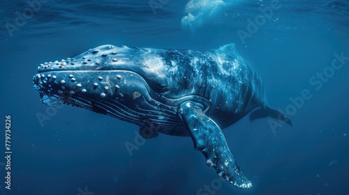 Majestic Humpback Whale Providing Medical Care in the Vast Ocean Depths © Sittichok