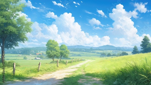 夏の田舎道の風景_4