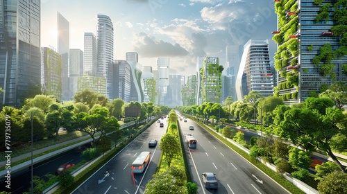 Modern urban innovation datadriven services optimizing sustainability in transportation energy and waste. Concept Urban Innovation, Data-driven Services, Sustainability, Transportation, Energy, Waste
