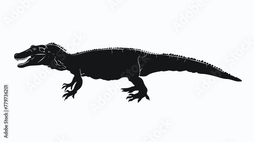 Shansisuchus Dinosaur Silhouette Vector Isolated on Wh