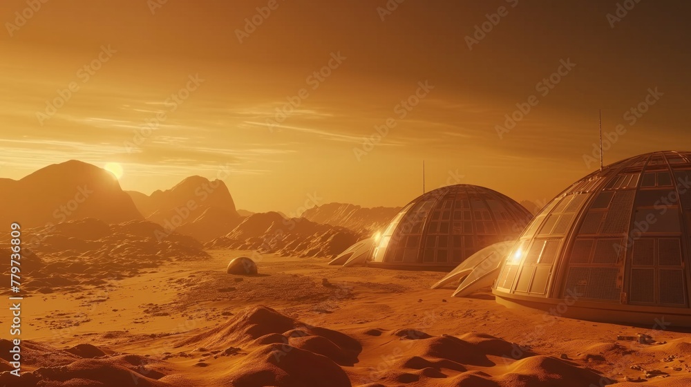 Colony on the planet Mars. The concept of colonization of Mars