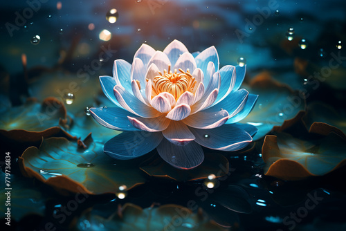Generative Ai of Lotus flower, yoga and mindfulness. Namaste. 