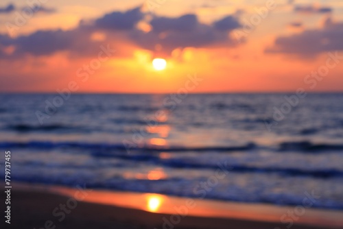 Defocused sea sunset background