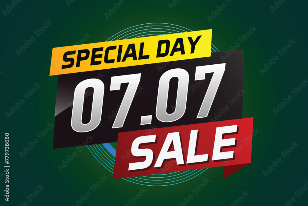 7.7 Special day sale word concept vector illustration with ribbon and 3d style for use landing page, template, ui, web, mobile app, poster, banner, flyer, background, gift card, coupon
7.7 Special day sale word concept vector illustration with ribbon and 3d style for use landing page, template, ui, web, mobile app, poster, banner, flyer, background, gift card, coupon
