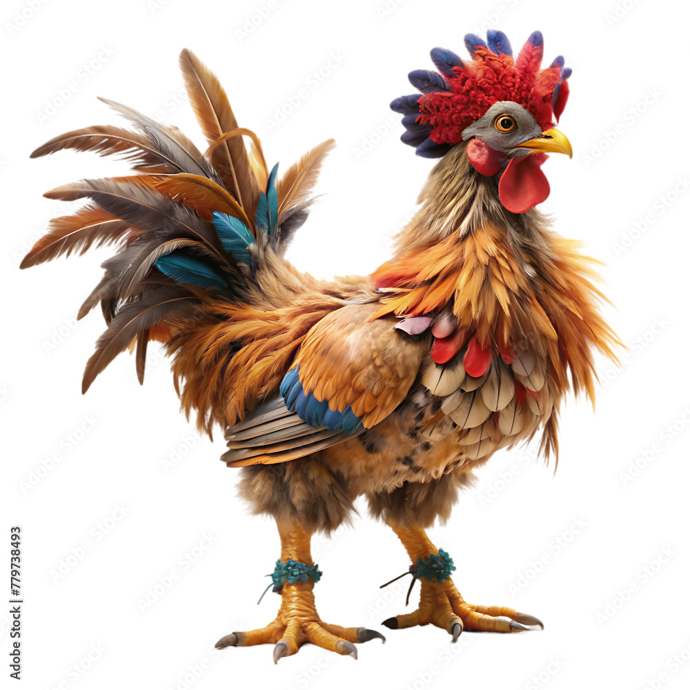 Fototapeta premium une poule en costume et avec joli plumage