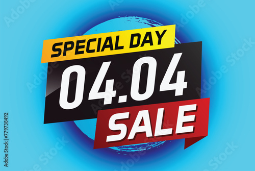 4.4 Special day sale word concept vector illustration with ribbon and 3d style for use landing page, template, ui, web, mobile app, poster, banner, flyer, background, gift card, coupon

