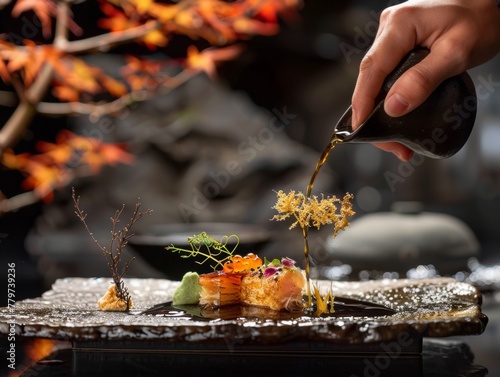 Artful dining with ponzu where each splash enhances the dishs flavor