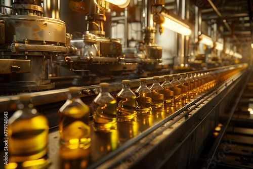 Traditional process of olive oil production, showcasing harvesting, pressing, and bottling stages, Mediterranean agriculture.