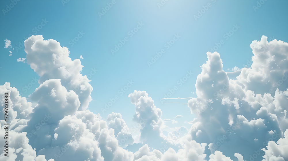 Realistic depiction of white clouds drifting in a clear blue sky - Ai Generated Realistic depiction of white clouds drifting in a clear blue sky - Ai Generated