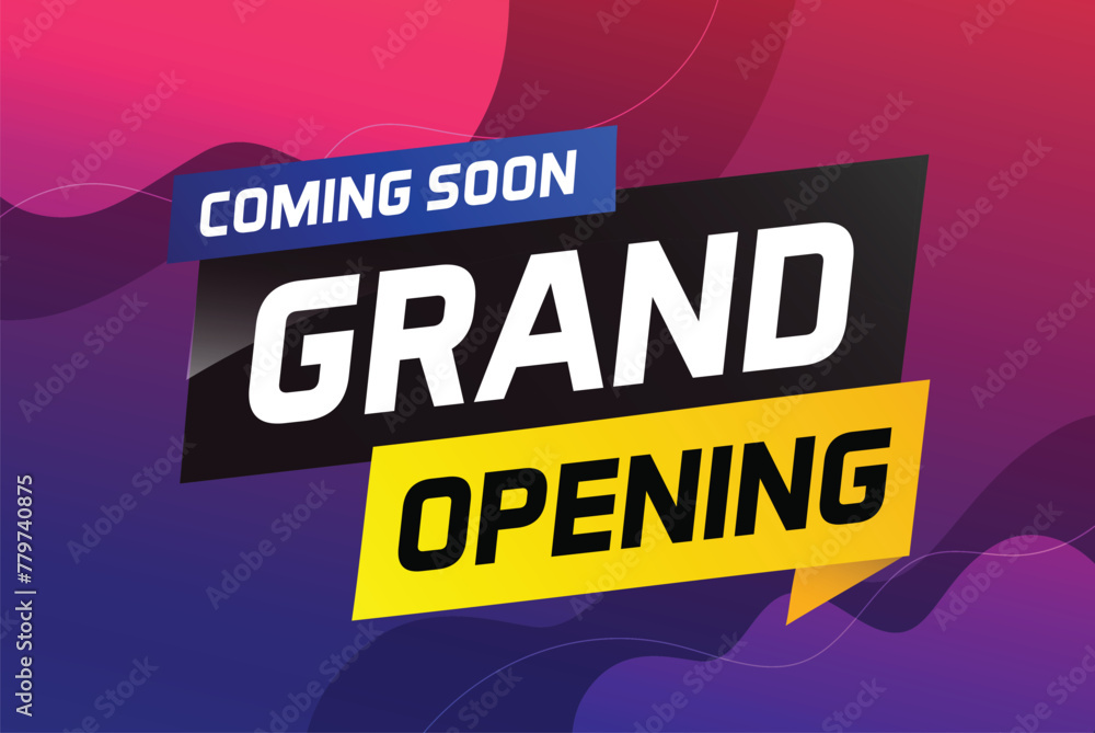 Fototapeta premium coming soon grand opening word concept vector illustration and 3d, web, mobile app, poster, banner, flyer, background, gift card, coupon, label, wallpaper