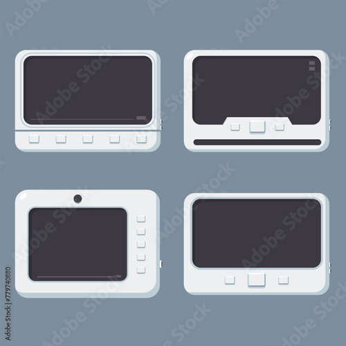 Tablet vector cartoon set isolated on background.