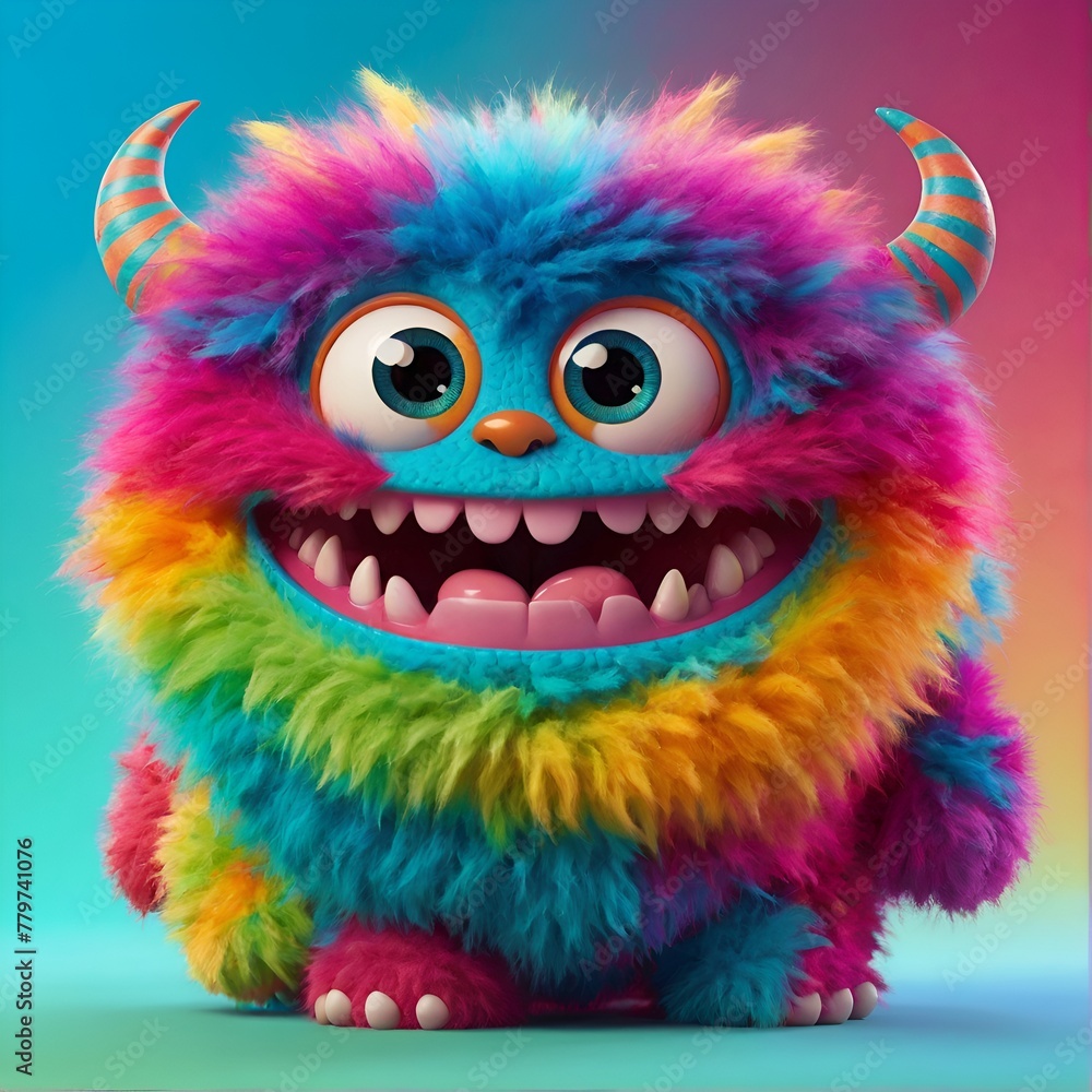 Discover whimsical AI art: vibrant, fluffy 3D monster cartoon, playful charm for all ages.