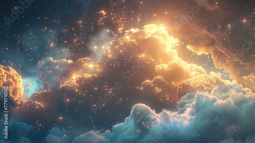 Cosmic Cloud Ablaze with Celestial Radiance and Galactic Splendor