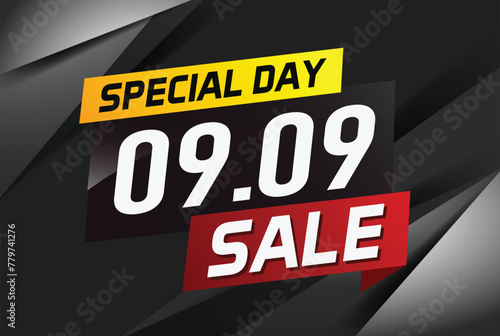 9.9 Special day sale word concept vector illustration with ribbon and 3d style for use landing page, template, ui, web, mobile app, poster, banner, flyer, background, gift card, coupon

