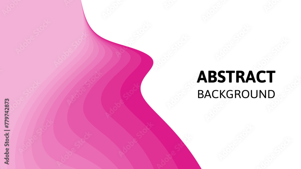 Business card template. Pink abstract background with sharp wavy lines and gradient transition, dynamic fluid shape.