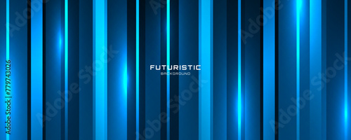 3D blue techno abstract background overlap layer on dark space with glowing lines effect decoration. Modern graphic design element cutout style concept for web banner, flyer, card, or brochure cover