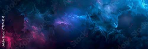 A blue and purple space background with stars and a galaxy photo